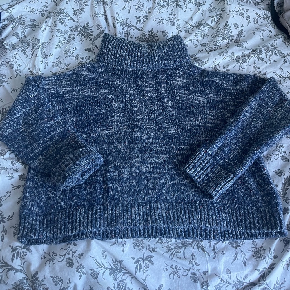 Wool Blend Chunky Boxy Knit Turtleneck Sweater